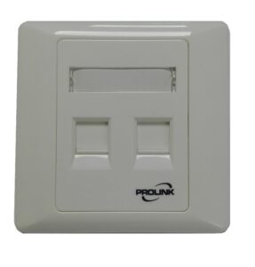 Face Plate-45° (86×86)-w/-Shutter-White 2-Port
