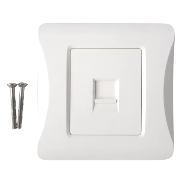 Face Plate-45° (86×86) -w/-Shutter-White 1-Port