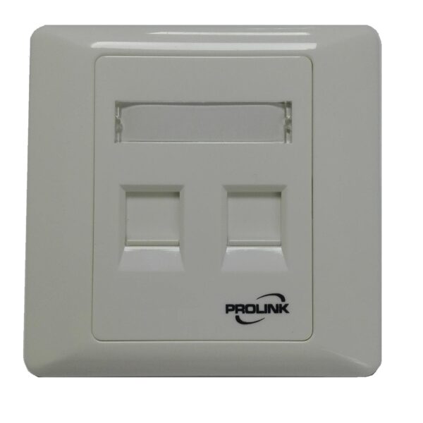 Face Plate-45° (86×86)-w/-Shutter-White 2-Port