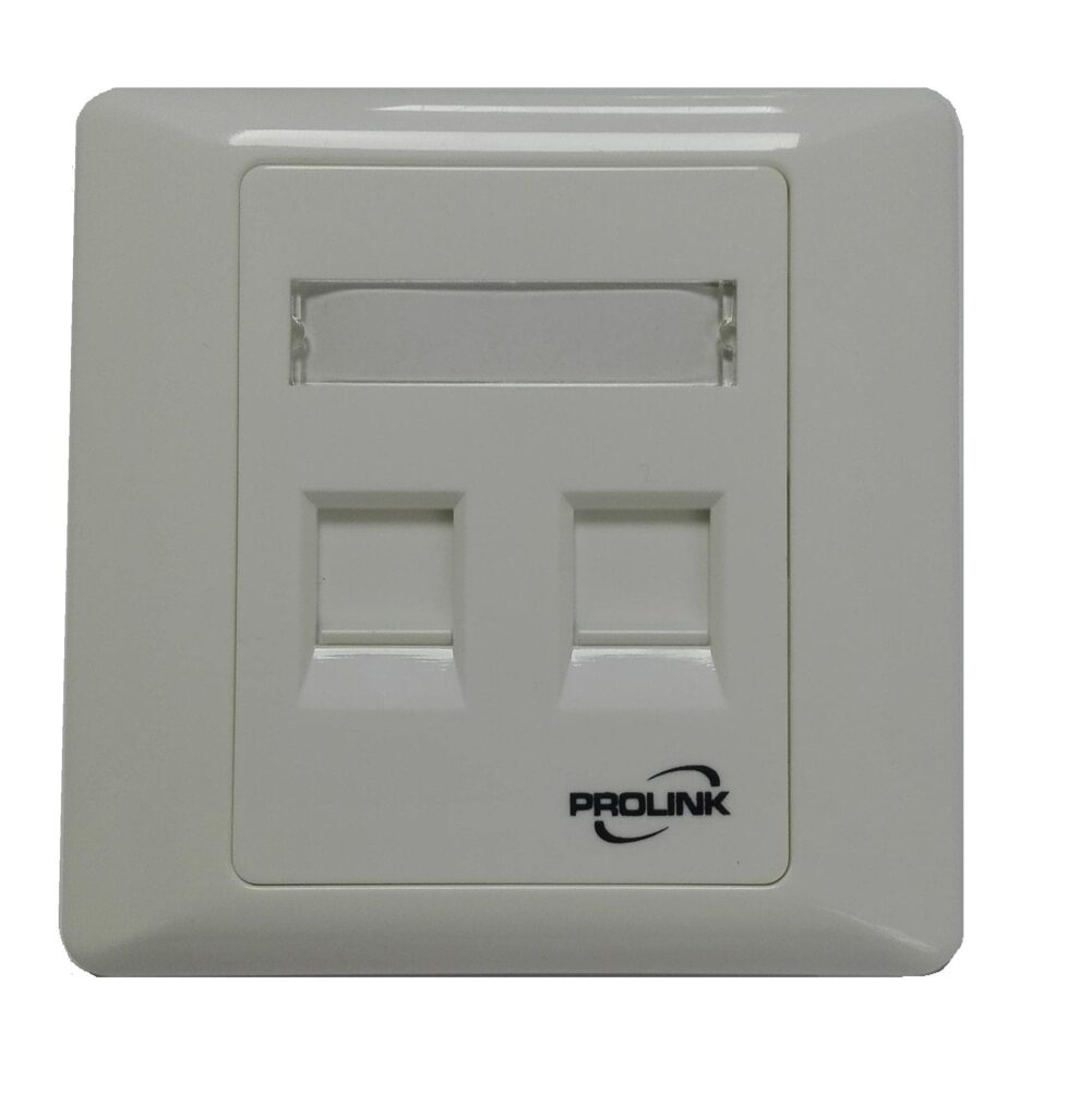 Face Plate-45° (86×86)-w/-Shutter-White 2-Port