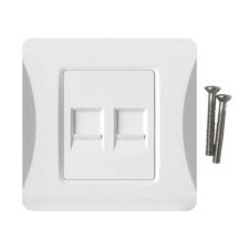 Face Plate-45° (86×86)-w/-Shutter-White 2-Port